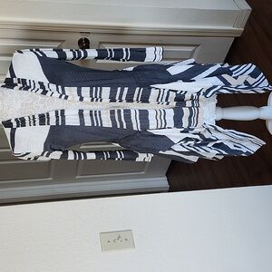 NIC+ZOE  Flyaway Linen Blend Waterfall Drape Boho Open Front Cardigan Size Small